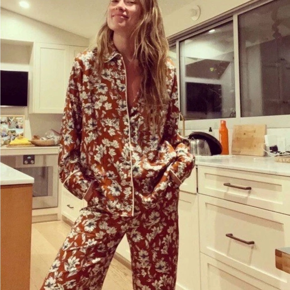 La Ligne Brown Floral Women's Pajama Set sz S